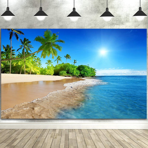 Tropical Seaside Backdrop FHZON 5x3ft Summer Beach Hawaii Island Palm Trees Photography Background for Boys Girls Adults Portrait Holiday Travel S...
